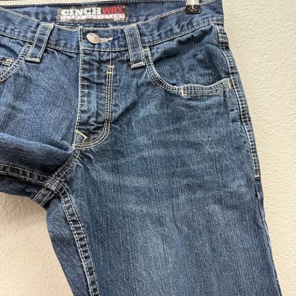 Cinch Carter FR Flame Resistant WRX Cotton Denim Blue Jeans Mens size 30x34 - Picture 3 of 10